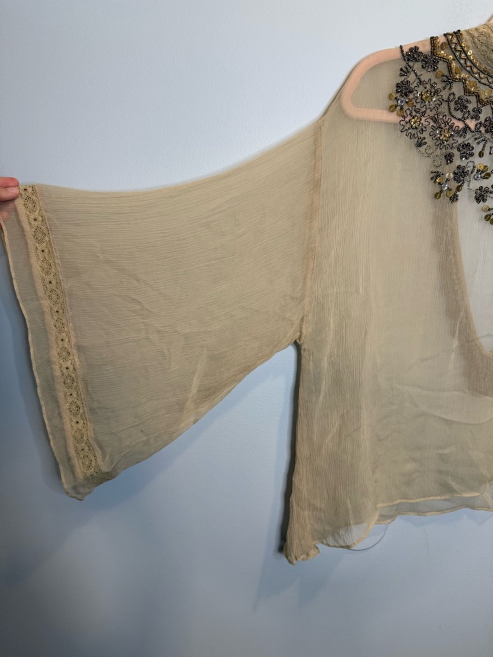 Kimchi Blue Sheer Beaded Festival Blouse XS/S - Picture 8 of 10